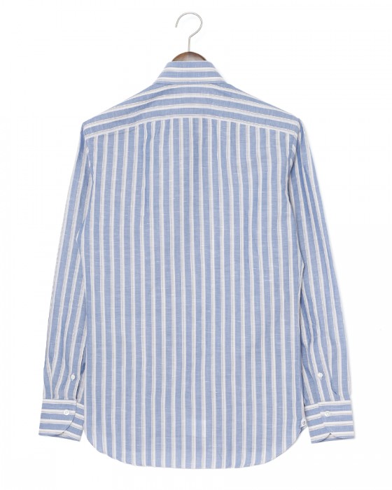 BORRIELLOコットンリネン ストライプ セミワイドカラー シャツ【GAIOLA/ガイオラ】04l