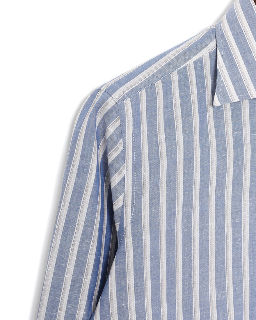 BORRIELLOコットンリネン ストライプ セミワイドカラー シャツ【GAIOLA/ガイオラ】07l