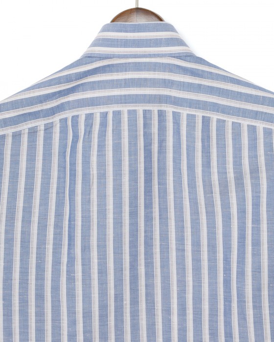 BORRIELLOコットンリネン ストライプ セミワイドカラー シャツ【GAIOLA/ガイオラ】08l