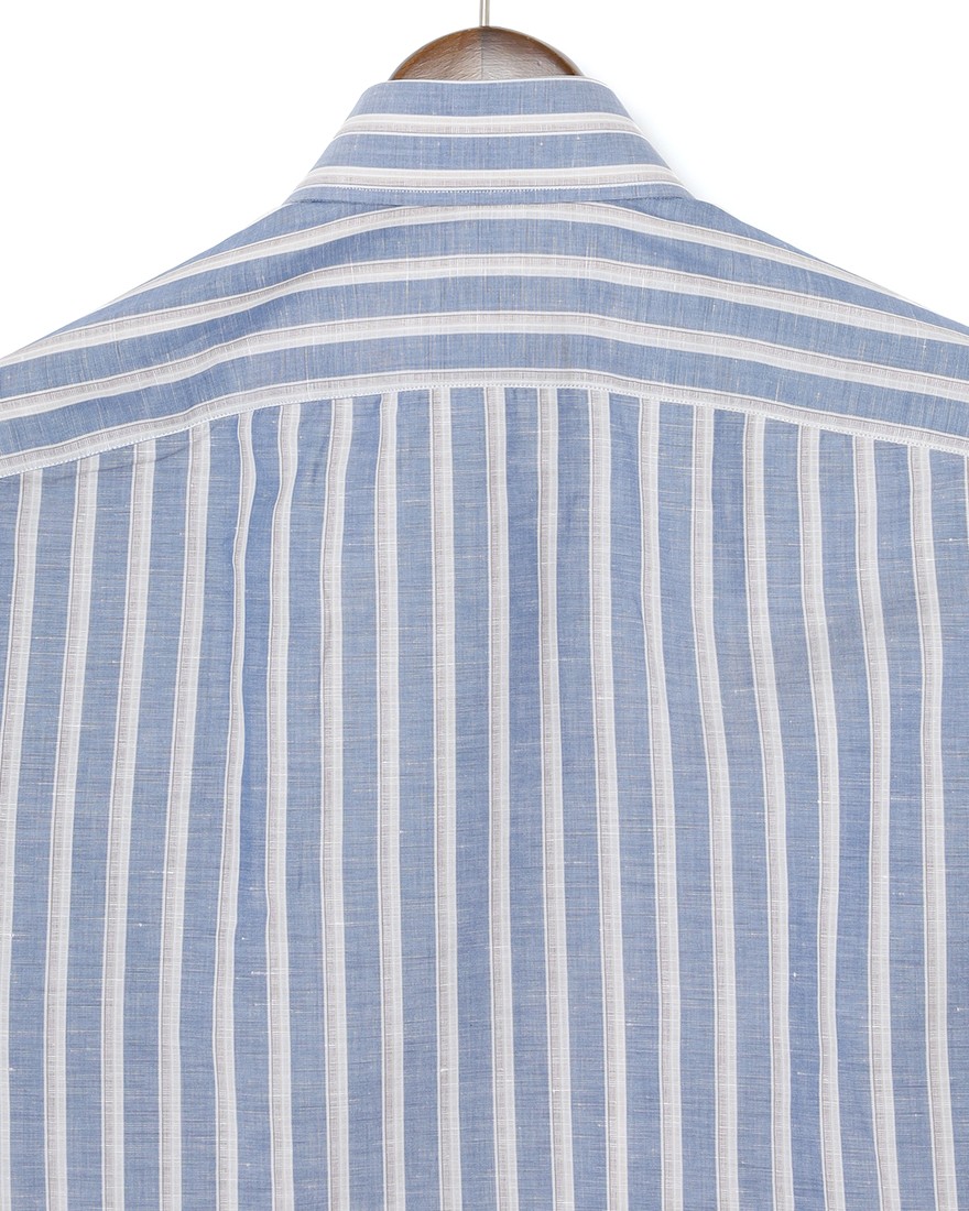 BORRIELLOコットンリネン ストライプ セミワイドカラー シャツ【GAIOLA/ガイオラ】08l