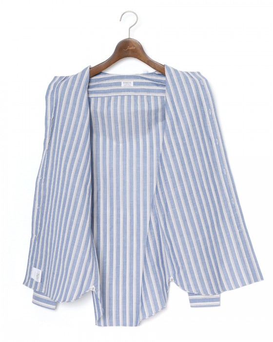 BORRIELLOコットンリネン ストライプ セミワイドカラー シャツ【GAIOLA/ガイオラ】09l