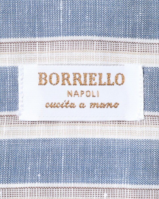 BORRIELLOコットンリネン ストライプ セミワイドカラー シャツ【GAIOLA/ガイオラ】10l