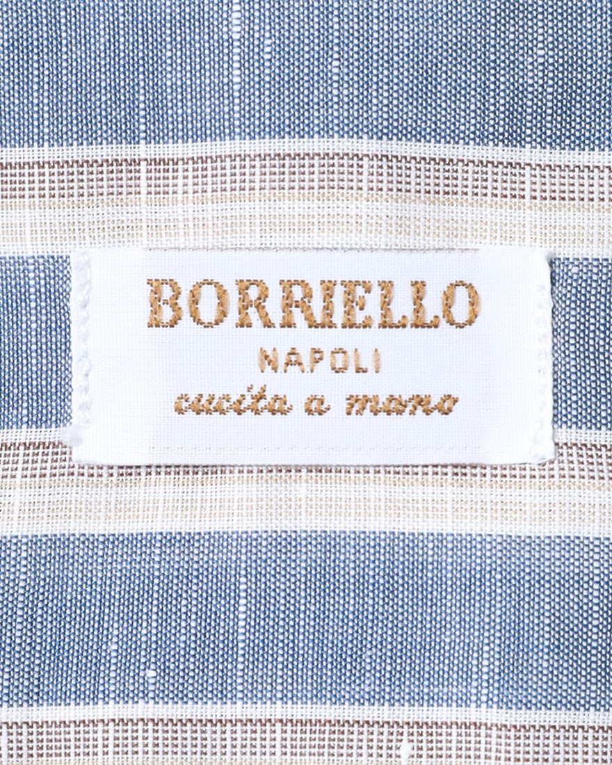 BORRIELLOコットンリネン ストライプ セミワイドカラー シャツ【GAIOLA/ガイオラ】10l