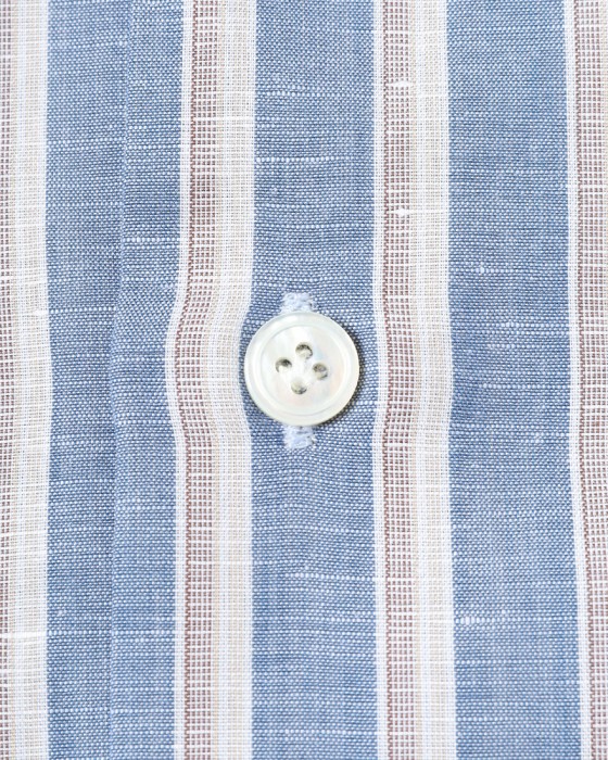 BORRIELLOコットンリネン ストライプ セミワイドカラー シャツ【GAIOLA/ガイオラ】12l
