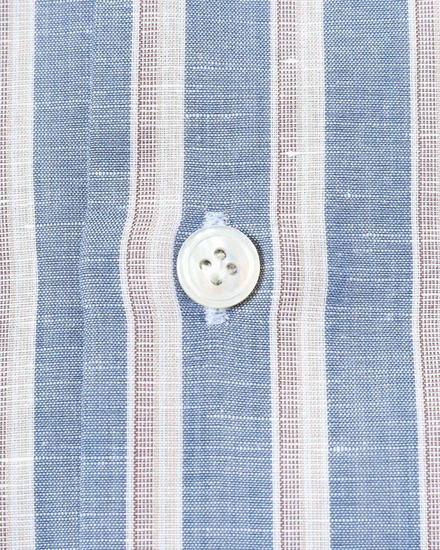 BORRIELLOコットンリネン ストライプ セミワイドカラー シャツ【GAIOLA/ガイオラ】12l