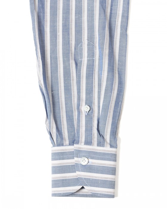 BORRIELLOコットンリネン ストライプ セミワイドカラー シャツ【GAIOLA/ガイオラ】14l