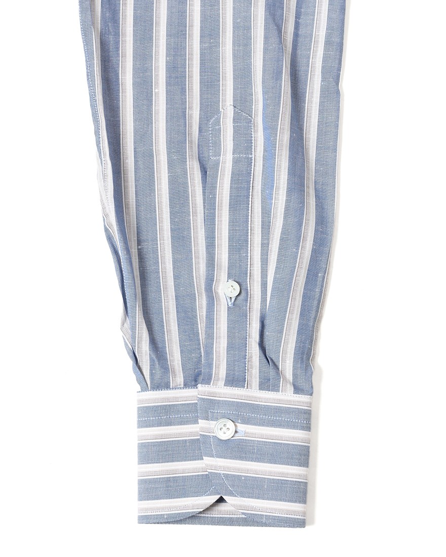 BORRIELLOコットンリネン ストライプ セミワイドカラー シャツ【GAIOLA/ガイオラ】14l
