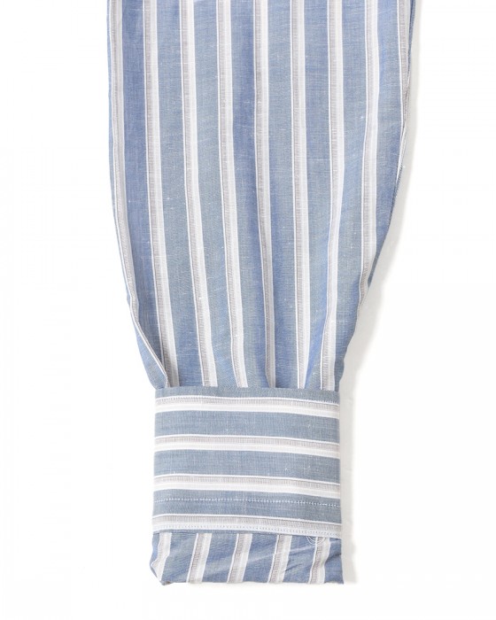 BORRIELLOコットンリネン ストライプ セミワイドカラー シャツ【GAIOLA/ガイオラ】15l