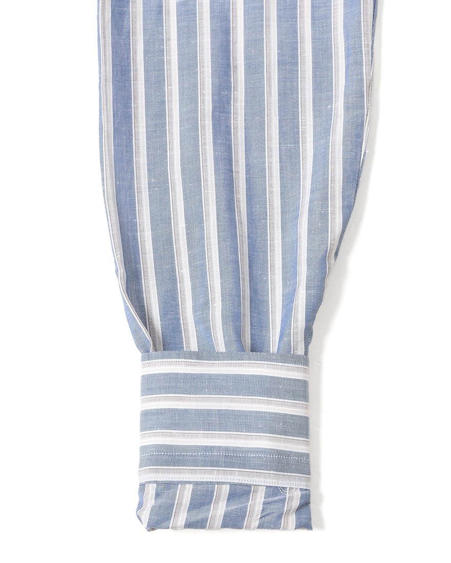 BORRIELLOコットンリネン ストライプ セミワイドカラー シャツ【GAIOLA/ガイオラ】15l