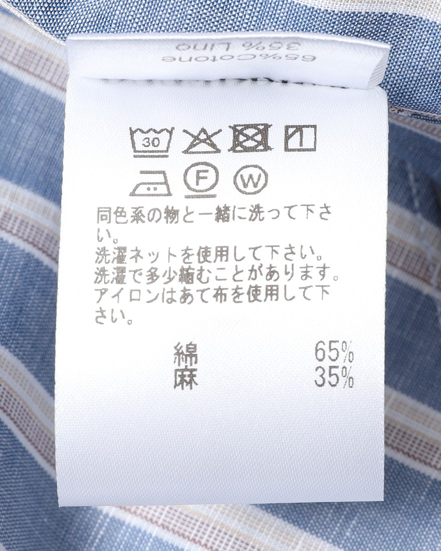 BORRIELLOコットンリネン ストライプ セミワイドカラー シャツ【GAIOLA/ガイオラ】17l