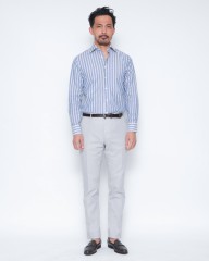 BORRIELLOコットンリネン ストライプ セミワイドカラー シャツ【GAIOLA/ガイオラ】mb_01l
