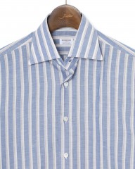 BORRIELLOコットンリネン ストライプ セミワイドカラー シャツ【GAIOLA/ガイオラ】mb_05l