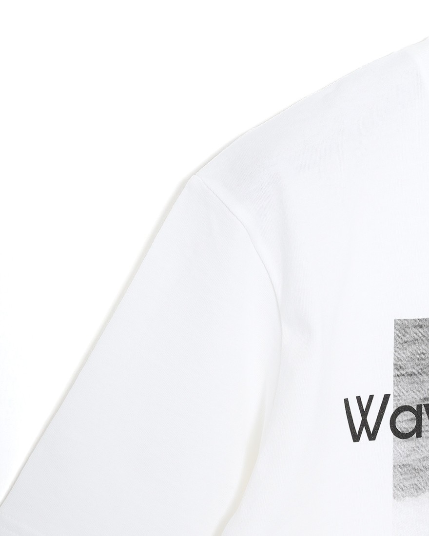 three dotsコットン グラフィックフォトTシャツ【wave chaser/Graphic tee】07l