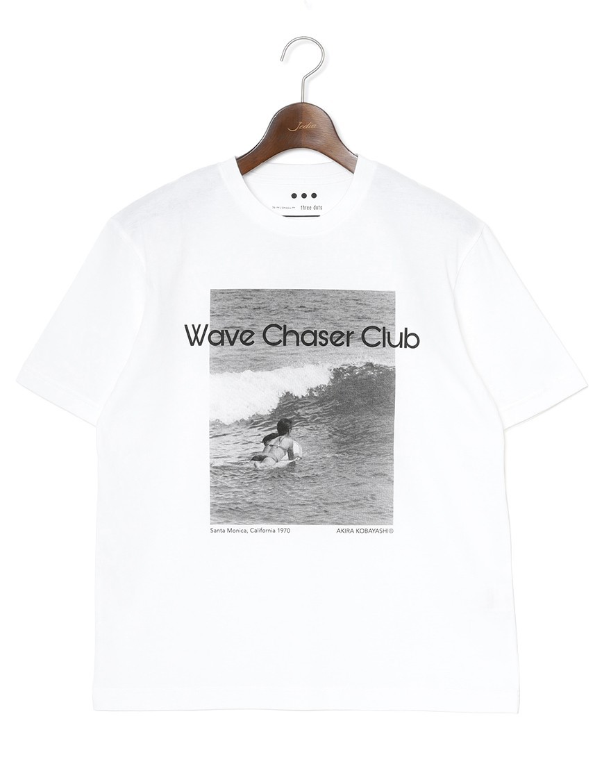 three dotsコットン グラフィックフォトTシャツ【wave chaser/Graphic tee】ma
