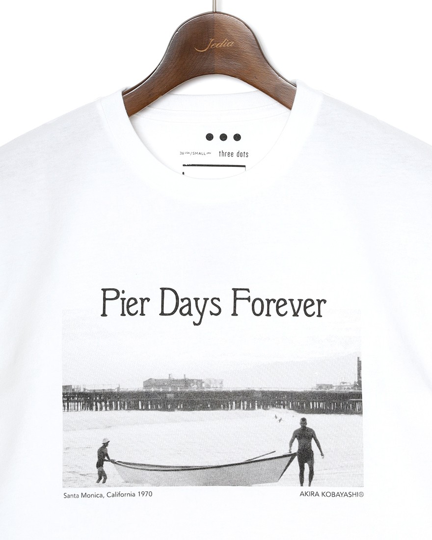 three dotsコットン グラフィックフォトTシャツ【pier days/Graphic tee】05l