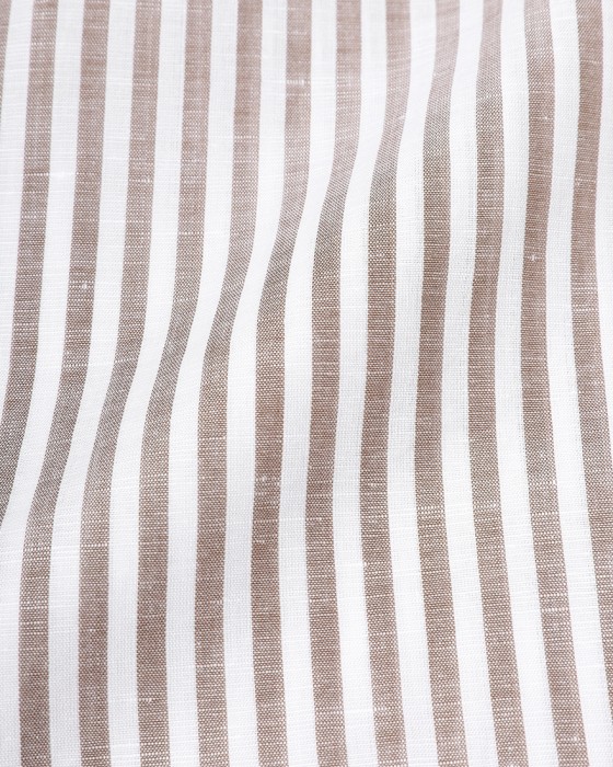 BORRIELLOコットンリネン ブラウンストライプ セミワイドカラー シャツ【GAIOLA/ガイオラ】16l