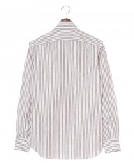 BORRIELLOコットンリネン ブラウンストライプ セミワイドカラー シャツ【GAIOLA/ガイオラ】mb_04l