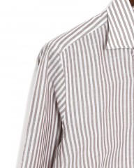 BORRIELLOコットンリネン ブラウンストライプ セミワイドカラー シャツ【GAIOLA/ガイオラ】mb_07l