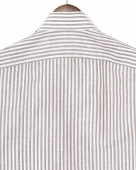 BORRIELLOコットンリネン ブラウンストライプ セミワイドカラー シャツ【GAIOLA/ガイオラ】mb_08l