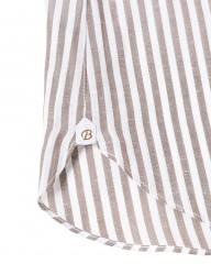 BORRIELLOコットンリネン ブラウンストライプ セミワイドカラー シャツ【GAIOLA/ガイオラ】mb_11l