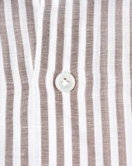 BORRIELLOコットンリネン ブラウンストライプ セミワイドカラー シャツ【GAIOLA/ガイオラ】mb_12l