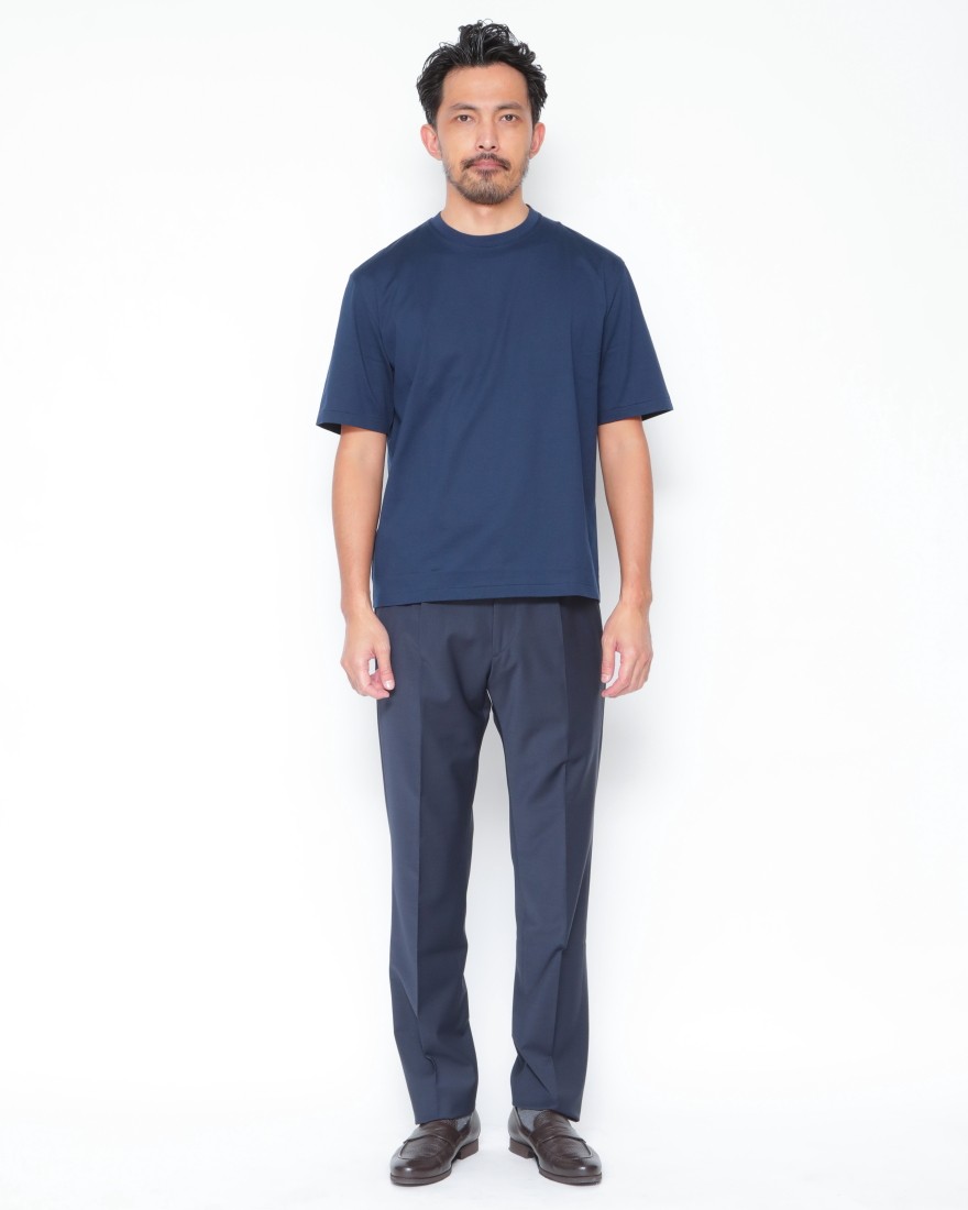 three dotsスビンコットン クルーネック Tシャツ【Suvin 28 jersey】01l