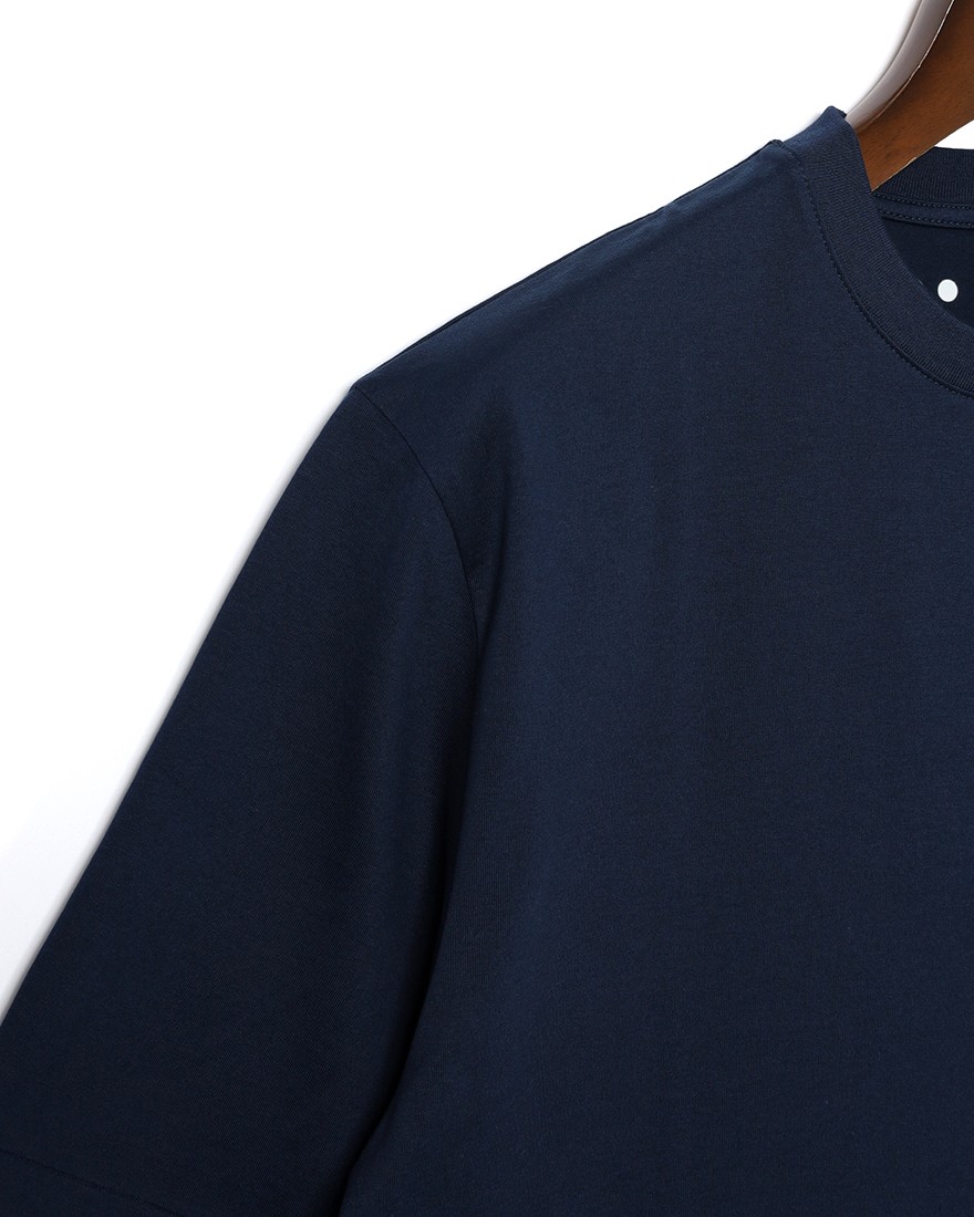 three dotsスビンコットン クルーネック Tシャツ【Suvin 28 jersey】08l