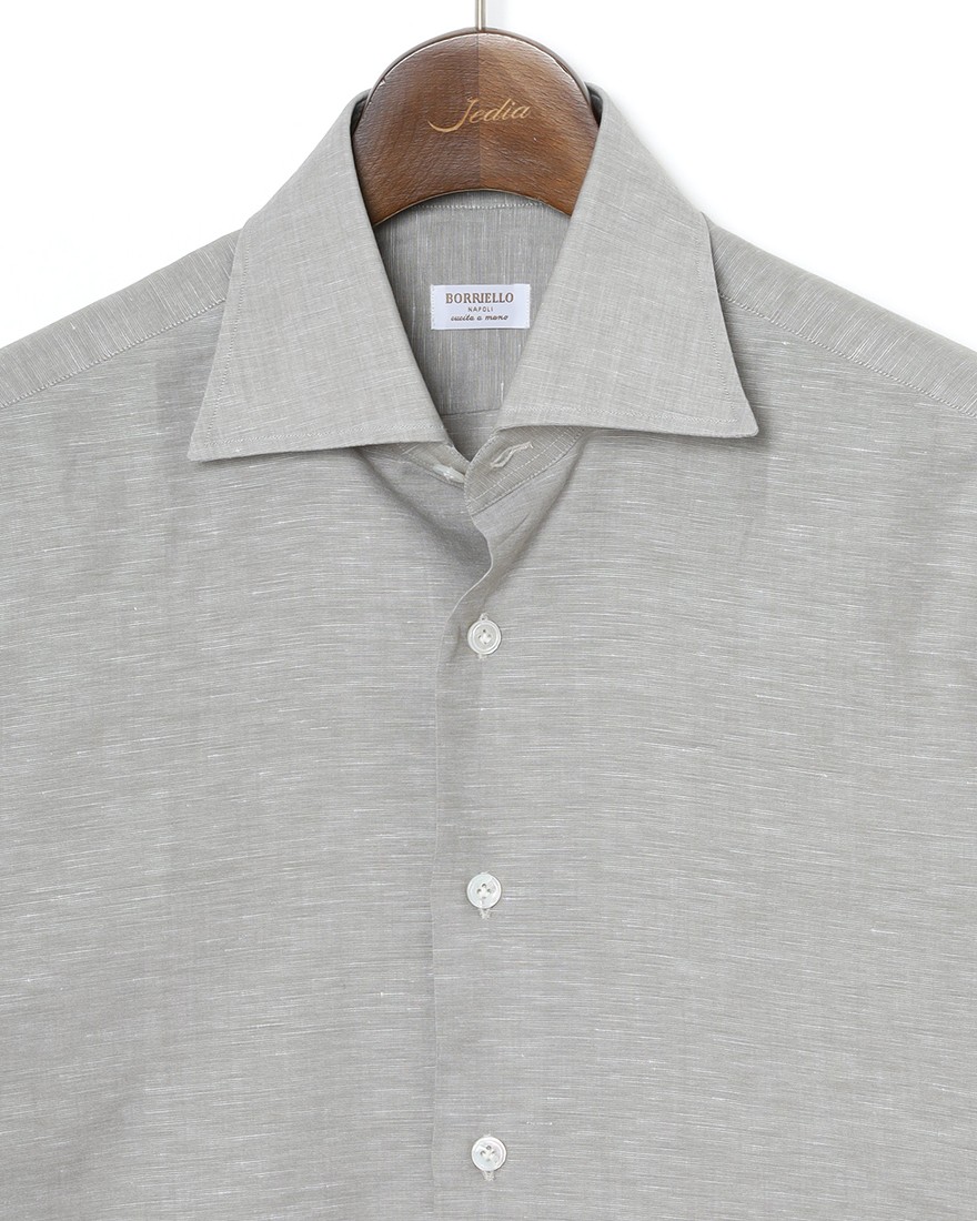 BORRIELLOコットンリネン ソリッド セミワイドカラーシャツ【GAIOLA/ガイオラ】06l