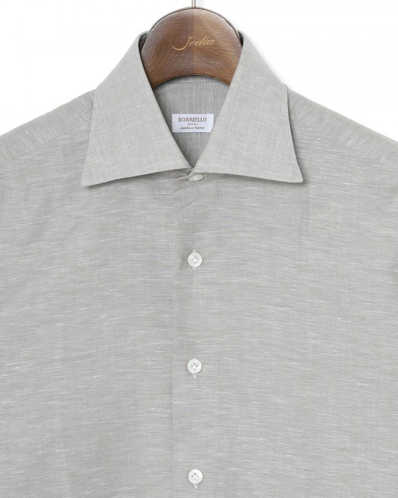 BORRIELLOコットンリネン ソリッド セミワイドカラーシャツ【GAIOLA/ガイオラ】07l