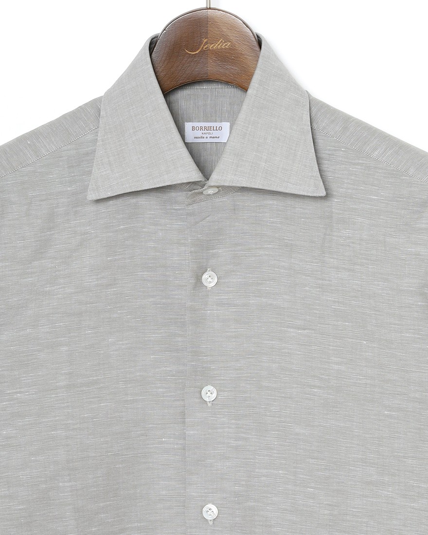 BORRIELLOコットンリネン ソリッド セミワイドカラーシャツ【GAIOLA/ガイオラ】07l