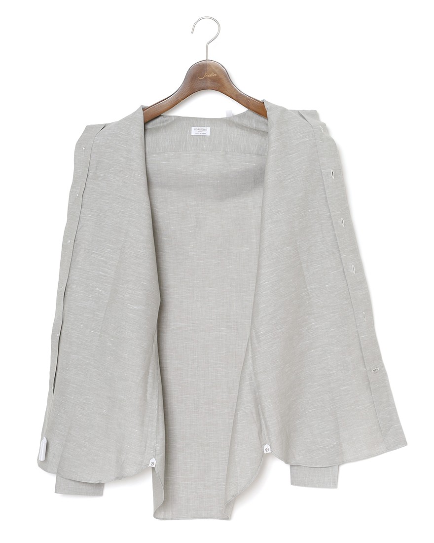 BORRIELLOコットンリネン ソリッド セミワイドカラーシャツ【GAIOLA/ガイオラ】10l