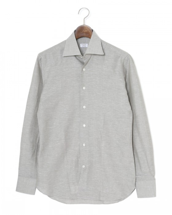 BORRIELLOコットンリネン ソリッド セミワイドカラーシャツ【GAIOLA/ガイオラ】ma