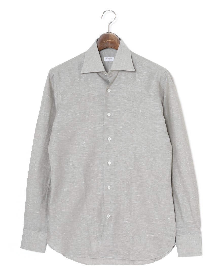 BORRIELLOコットンリネン ソリッド セミワイドカラーシャツ【GAIOLA/ガイオラ】ma