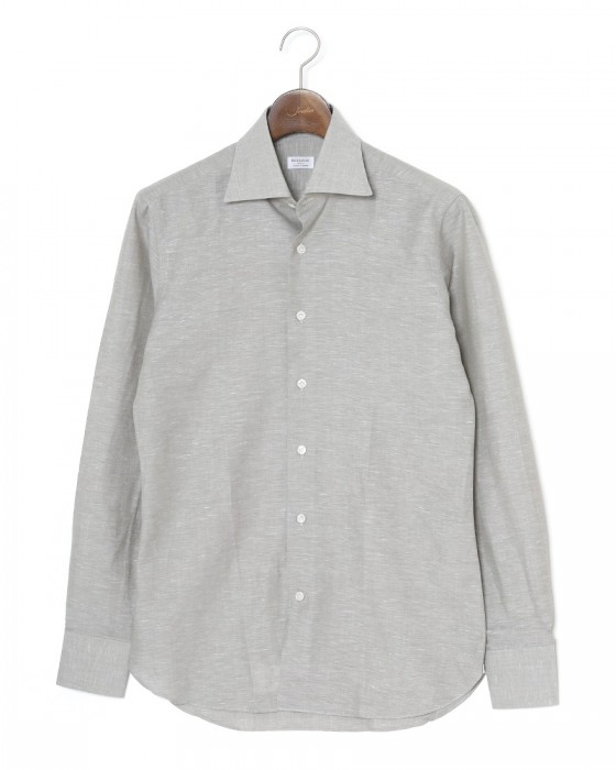 BORRIELLOコットンリネン ソリッド セミワイドカラーシャツ【GAIOLA/ガイオラ】ma