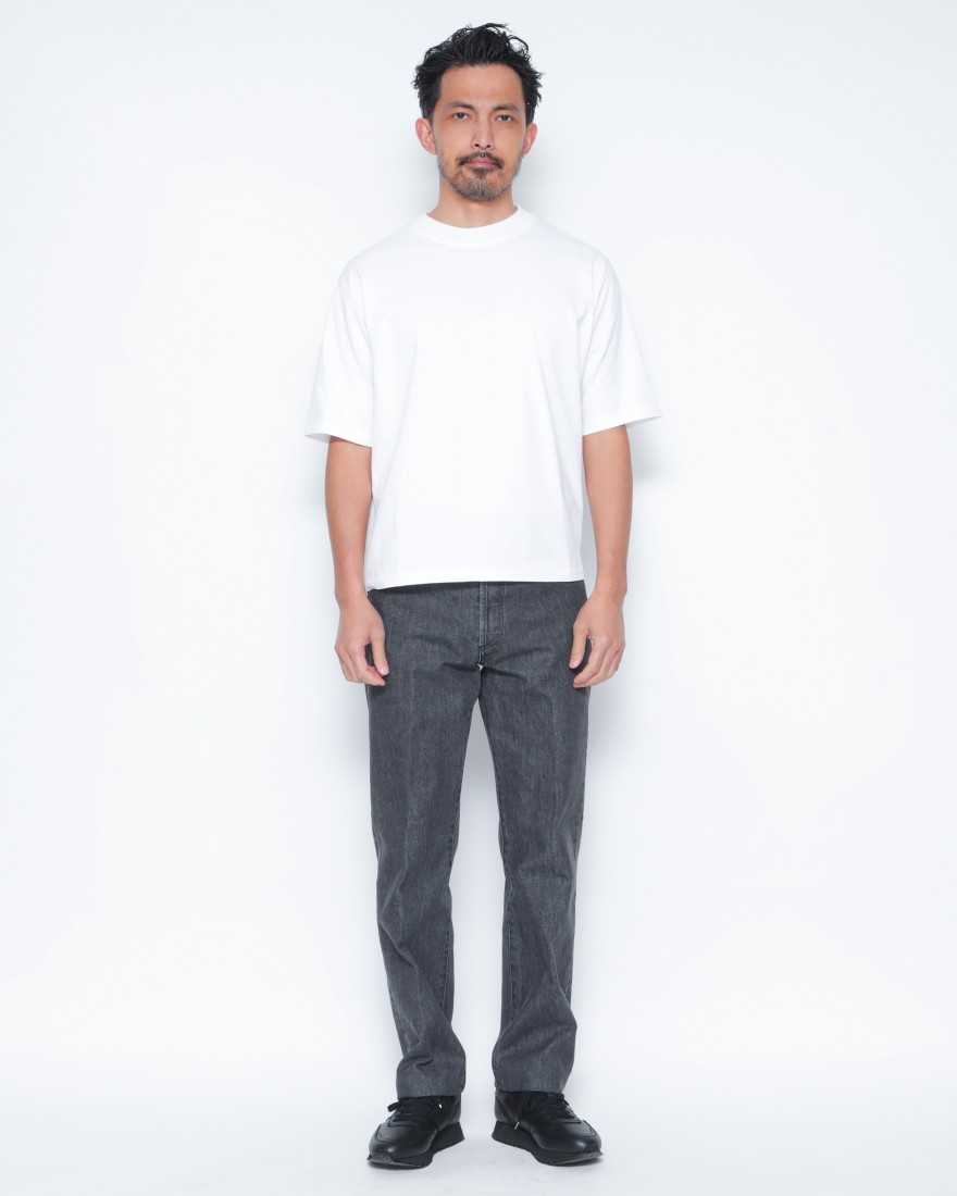 three dotsパウダリーコットン クルーネック ニットリブTシャツ【Powdery cotton】01l