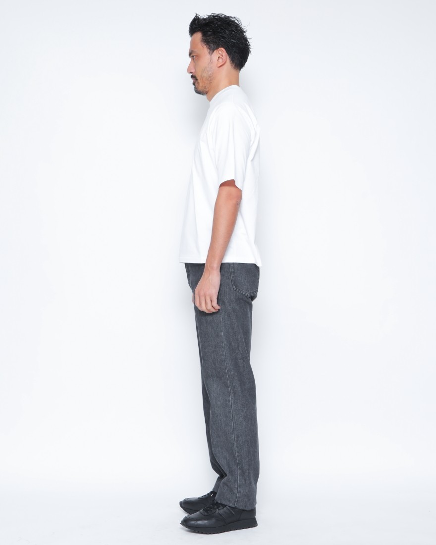 three dotsパウダリーコットン クルーネック ニットリブTシャツ【Powdery cotton】02l