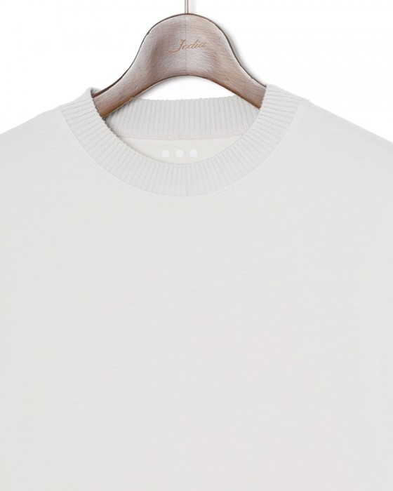 three dotsパウダリーコットン クルーネック ニットリブTシャツ【Powdery cotton】07l