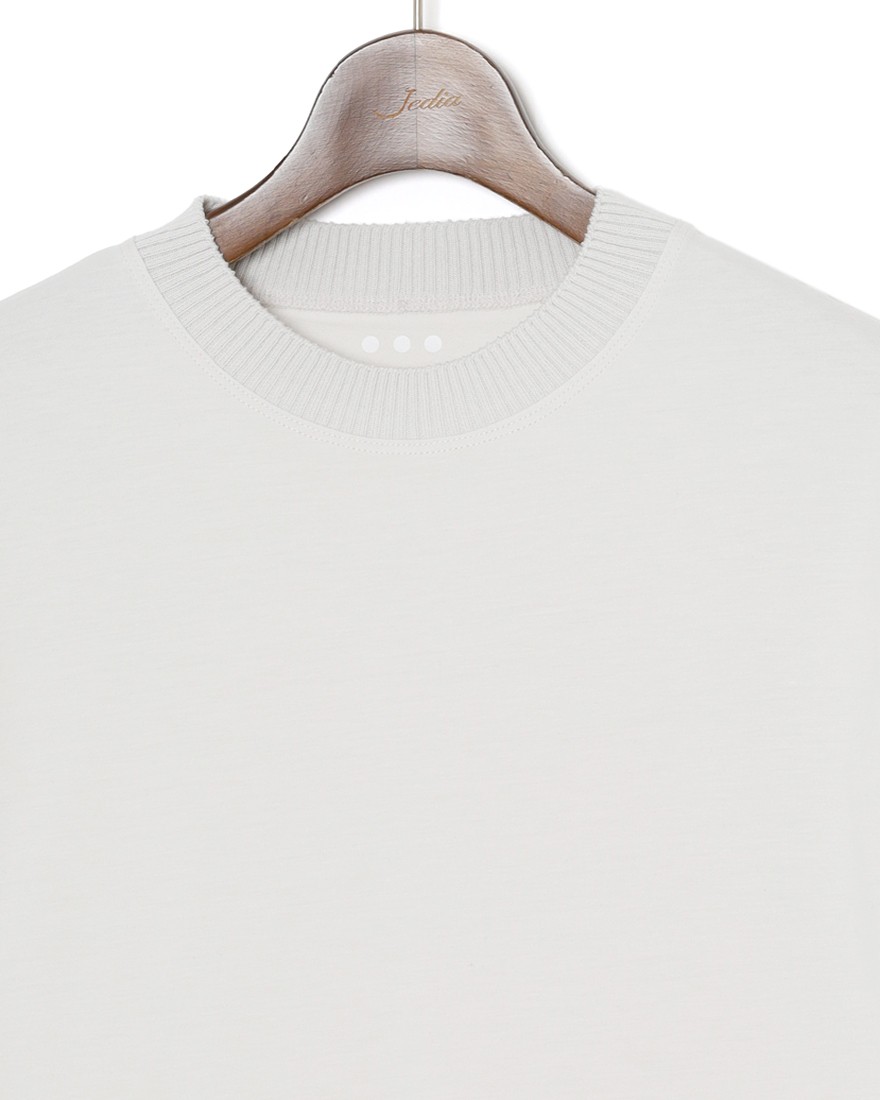 three dotsパウダリーコットン クルーネック ニットリブTシャツ【Powdery cotton】07l