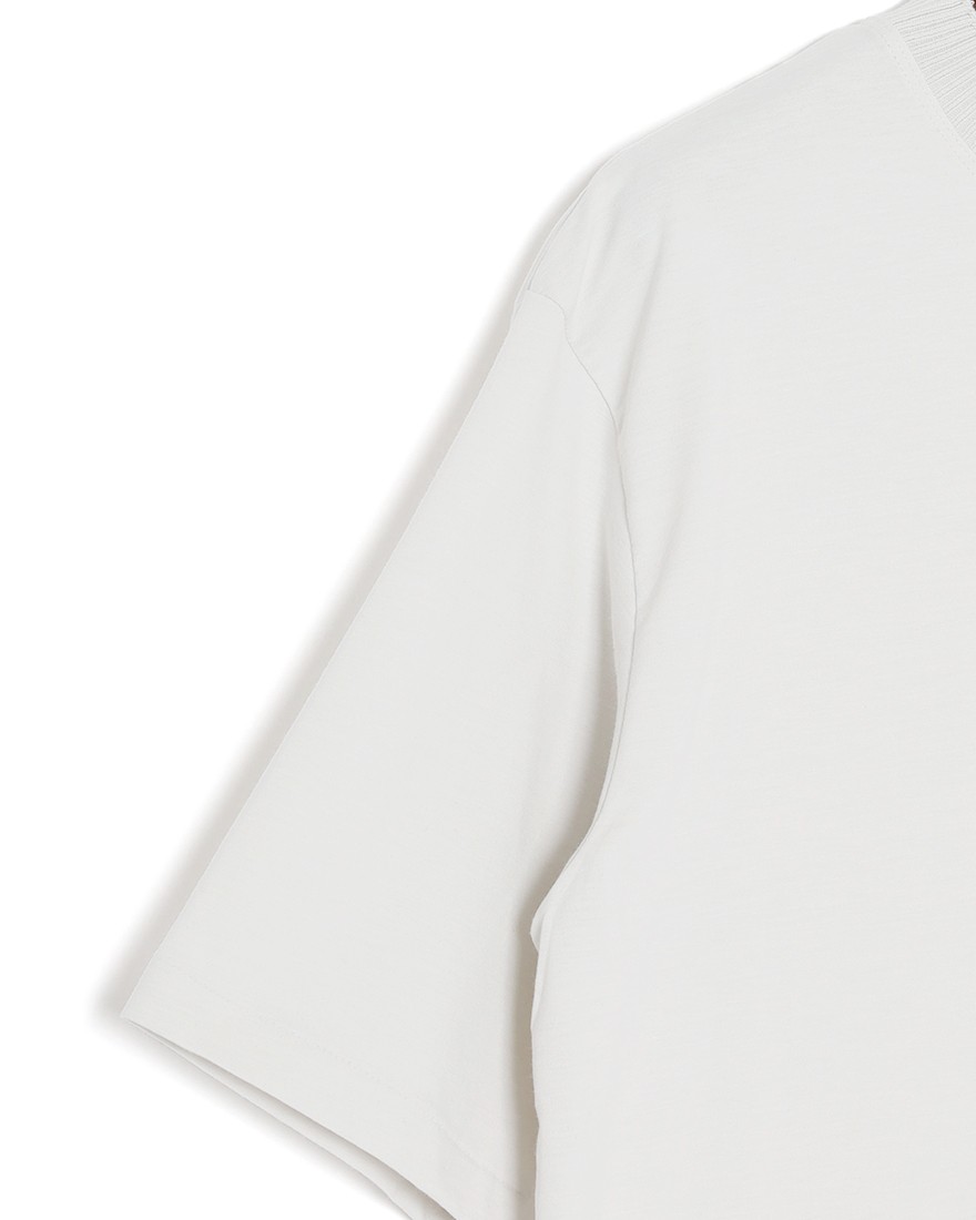 three dotsパウダリーコットン クルーネック ニットリブTシャツ【Powdery cotton】08l