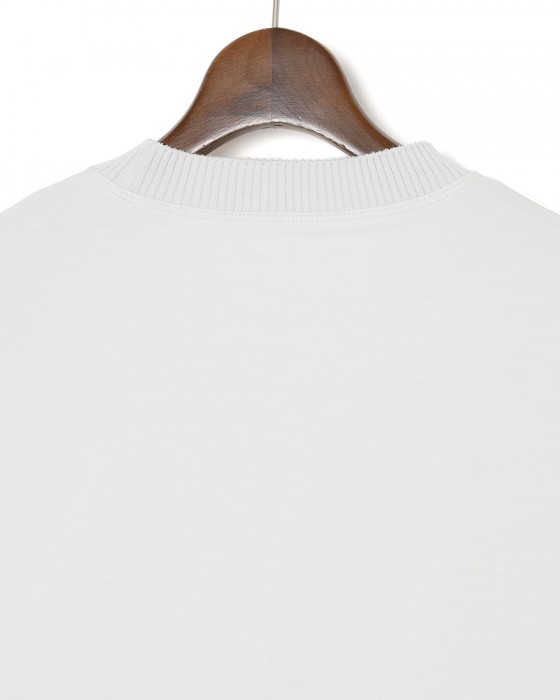 three dotsパウダリーコットン クルーネック ニットリブTシャツ【Powdery cotton】09l