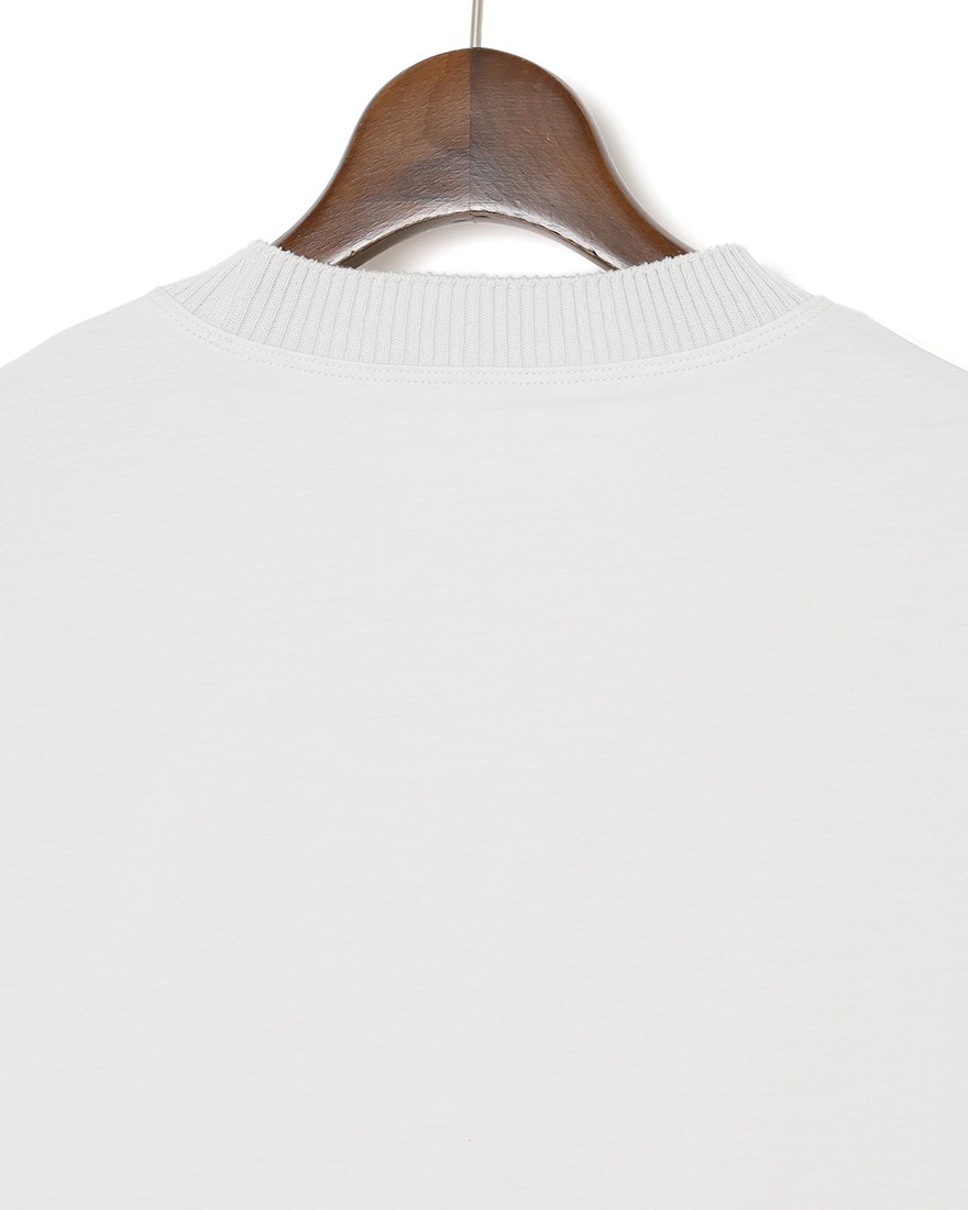 three dotsパウダリーコットン クルーネック ニットリブTシャツ【Powdery cotton】09l