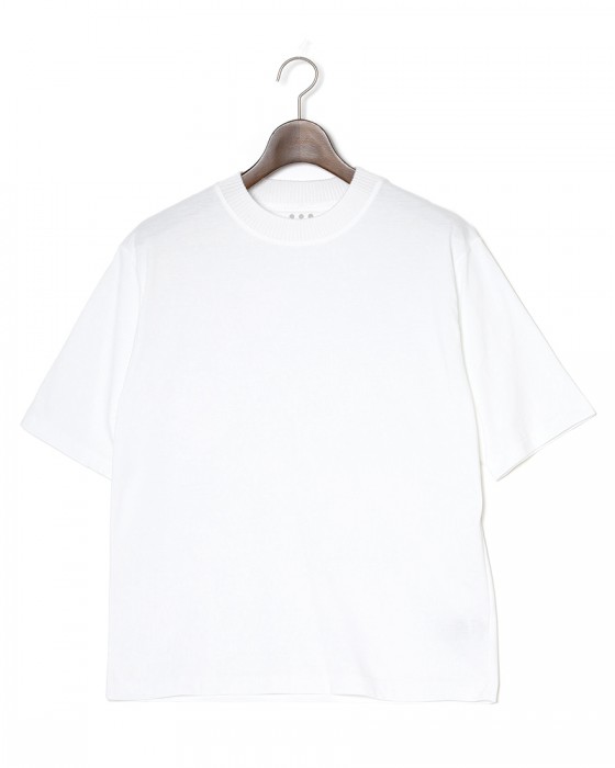 three dotsパウダリーコットン クルーネック ニットリブTシャツ【Powdery cotton】ma