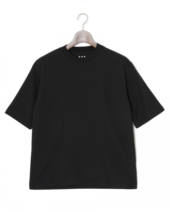three dotsパウダリーコットン クルーネック ニットリブTシャツ【Powdery cotton】c1