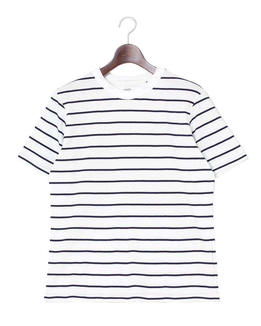 MAISON CORNICHONコットンストライプTee【Classic cancale】c0
