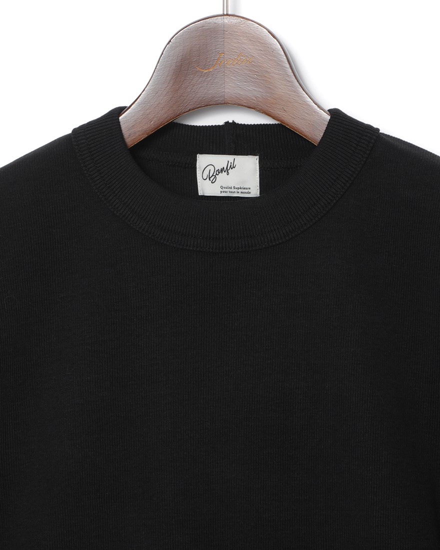 BONFILクルーネック リブ Tシャツ04l