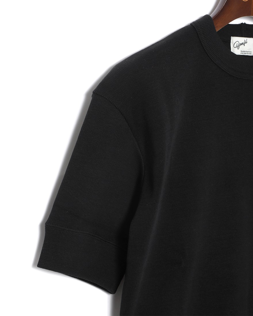 BONFILクルーネック リブ Tシャツ05l