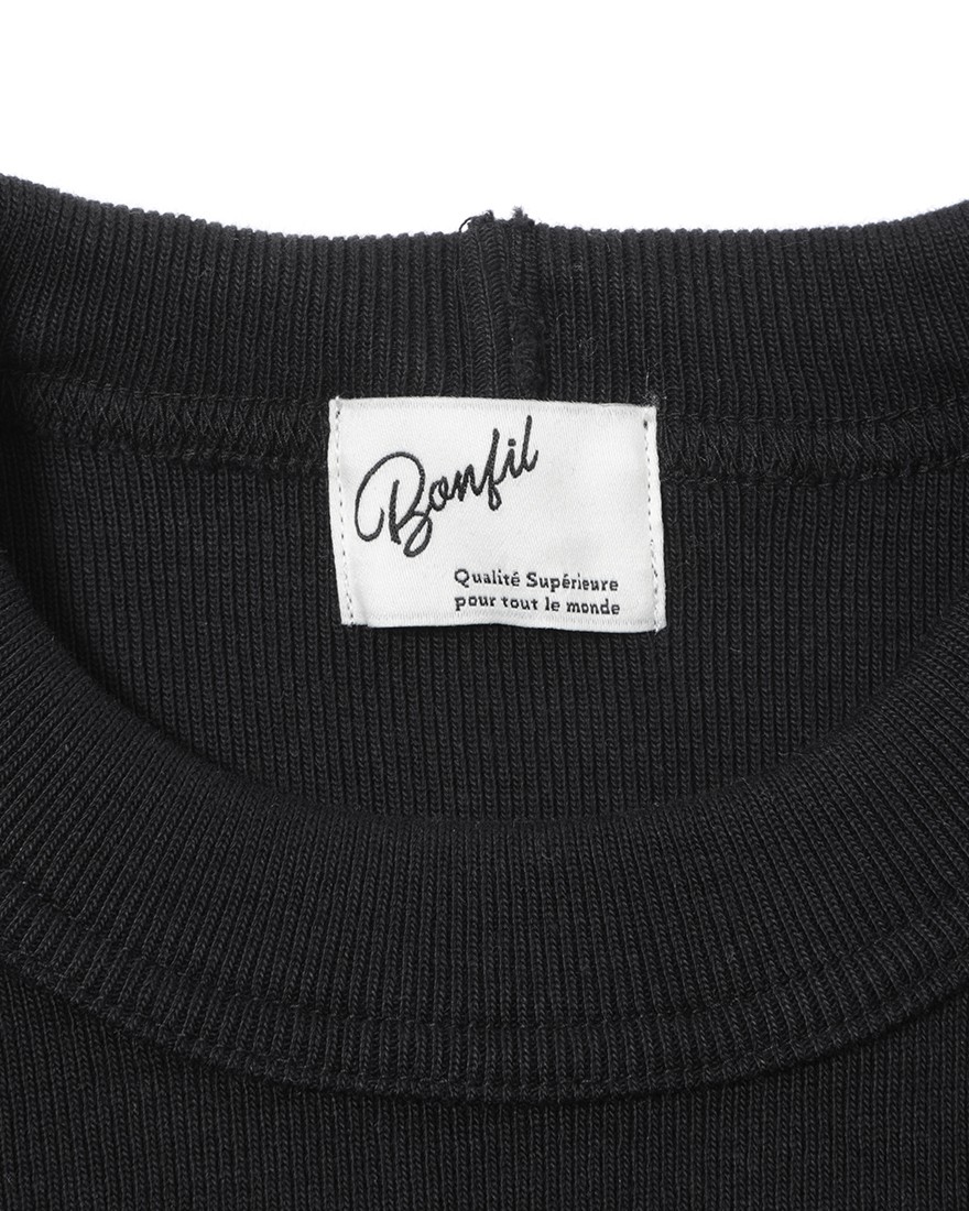 BONFILクルーネック リブ Tシャツ09l