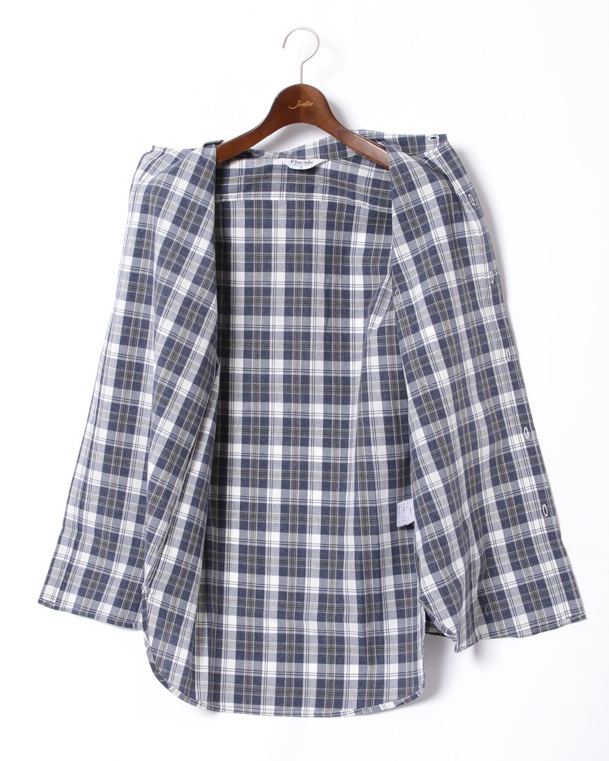Placideコットンリネン チェックシャツ09l