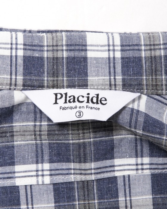 Placideコットンリネン チェックシャツ10l