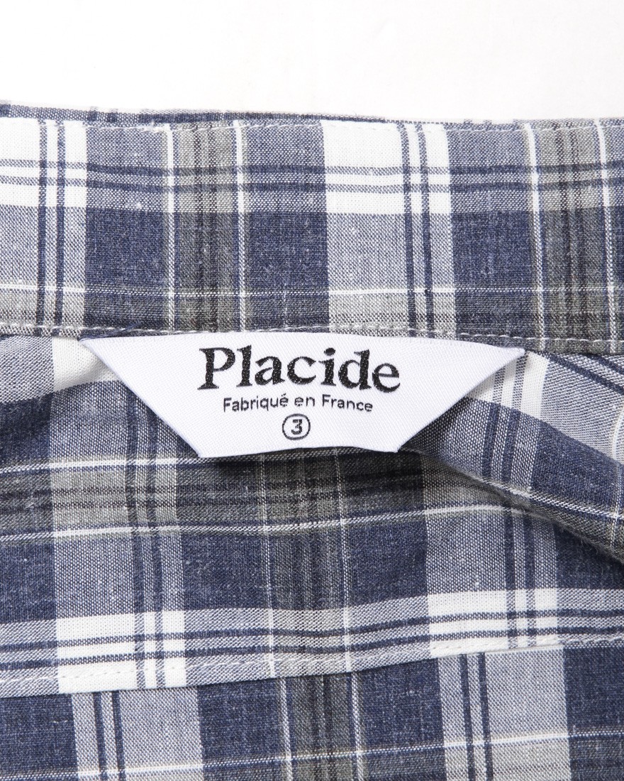 Placideコットンリネン チェックシャツ10l